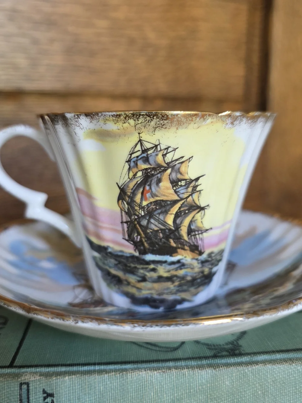 Vintage Royal Standard Nautical Sailing Ship Teacup and Saucer Set